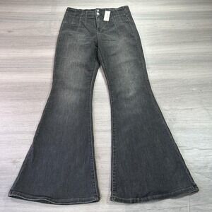 NEW Francesca's Harper Heritage Jeans Womens 28 Black High Rise Flare Denim